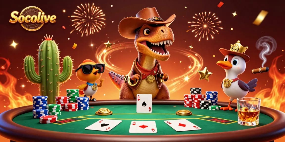 Socolive offers immersive online football experiences with a vibrant, engaging scene of cartoon characters and dynamic gambling action.