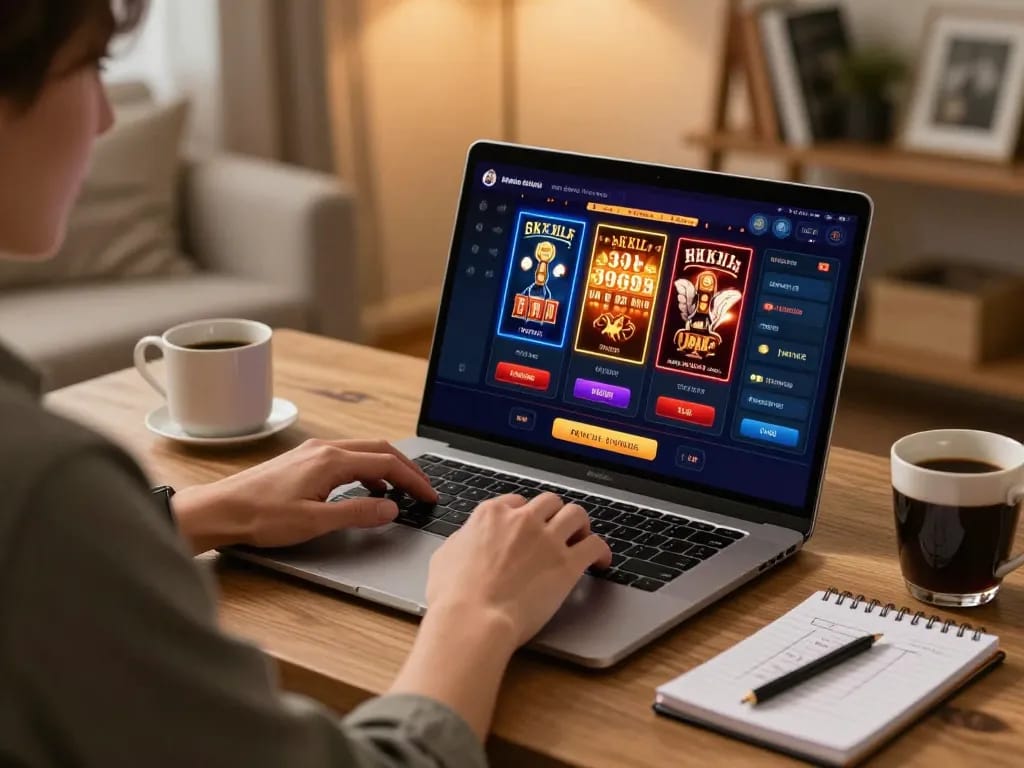 Engaging in poker strategies on 888now's online casino platform from a cozy home setup.