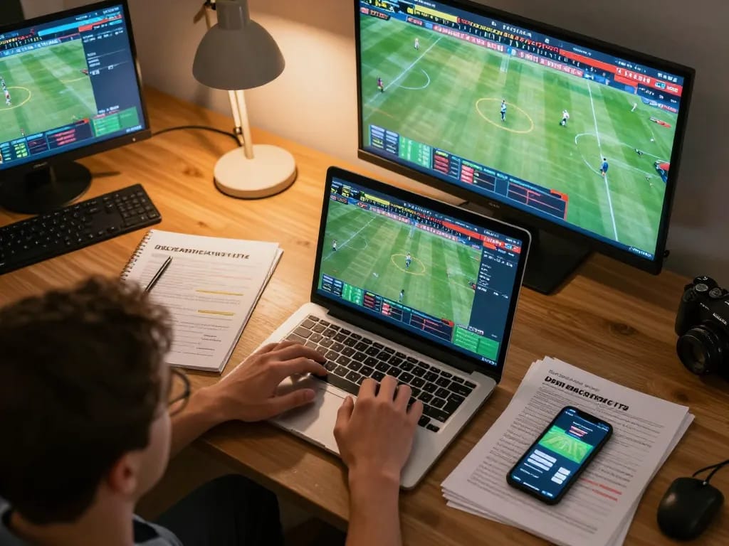 Betting in action at Vmax trang chủ with multiple screens showing live sports events and strategies
