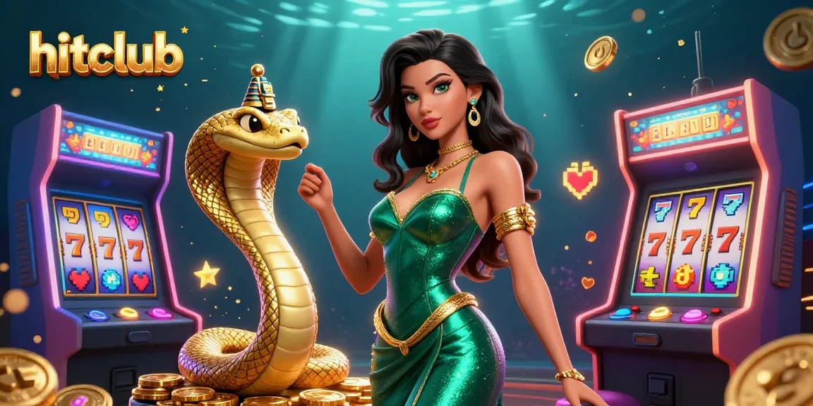 Engage in thrilling gameplay at hitclub, featuring a glamorous casino experience with vibrant slot machine elements.