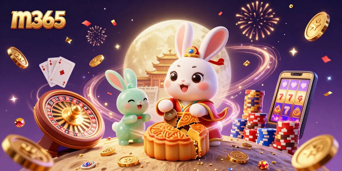 Experience the excitement of m365 casino with poker chips and festive elements