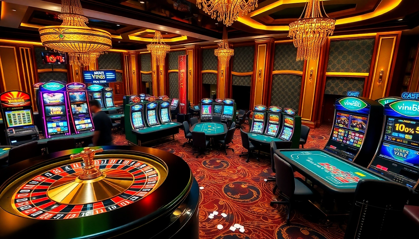 Experience the excitement of nhà cái vin88 with vibrant casino tables and thrilling slot machines.