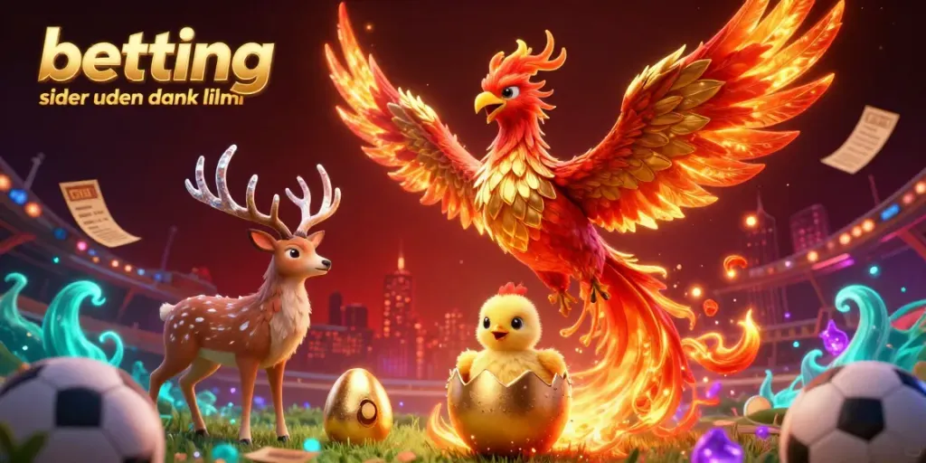 Explore betting sider uden dansk licens with vibrant phoenix and betting themes in a dynamic sports illustration.
