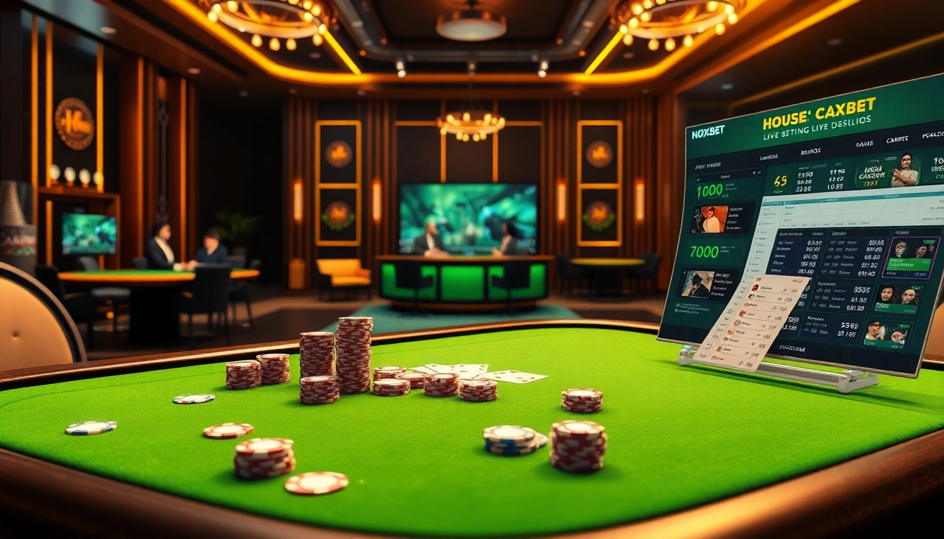 Engage with thrilling action at nhà cái oxbet featuring poker chips, cards, and betting slips.