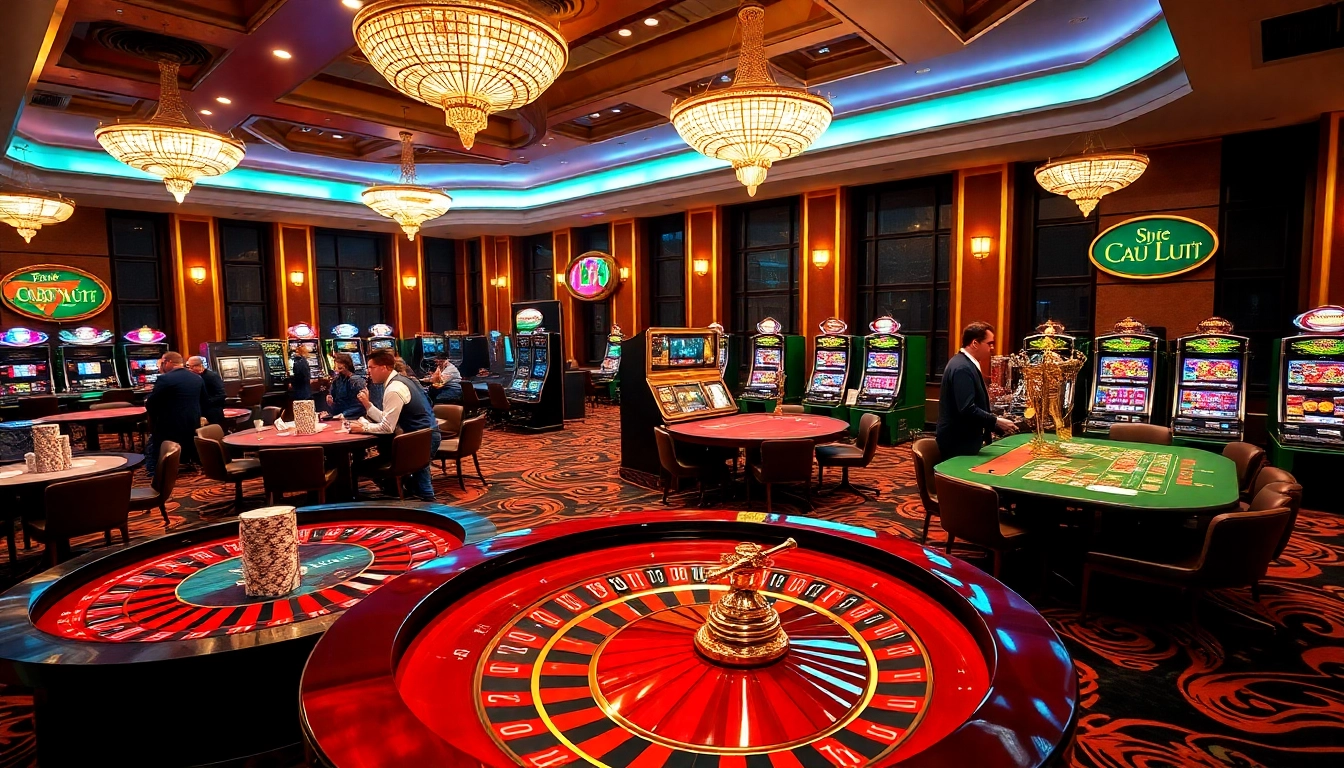 Players enjoying vibrant games at nhà cái lu88 casino, showcasing slots and roulette excitement.