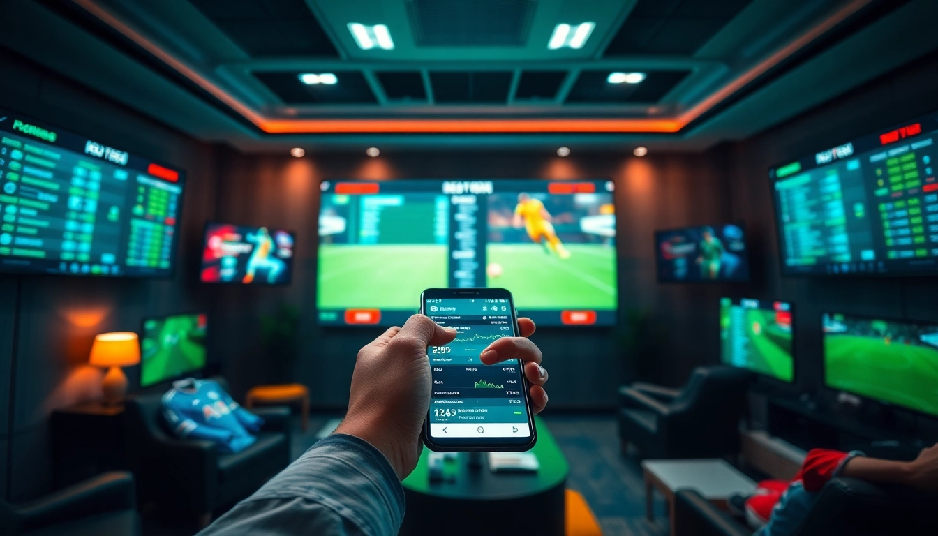 Real-time football betting with keo nha cai updates on screens.