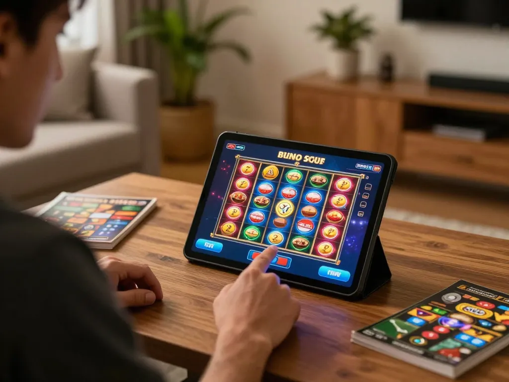 Tigerasia88 site showcases player enjoying exciting slots game in a cozy home setting