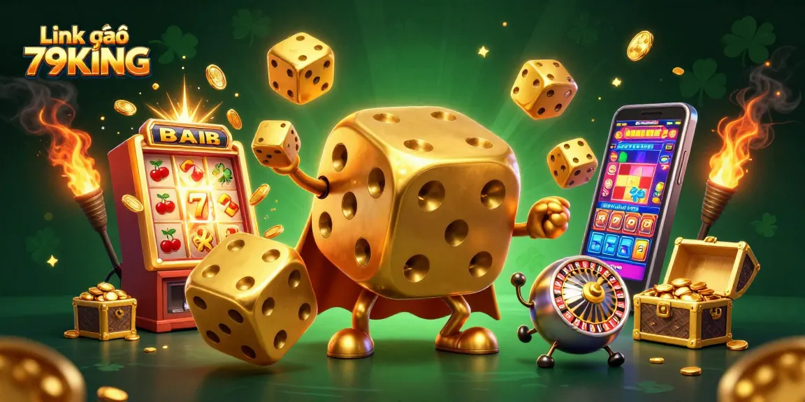 Engage with thrilling gameplay at Link vào 79KING, showcasing vibrant casino elements and golden dice action.