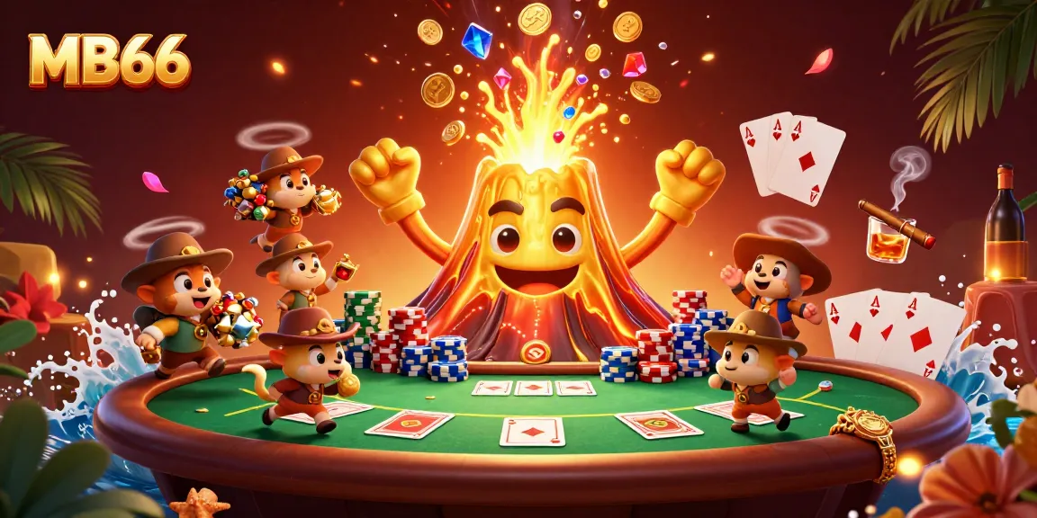 Experience thrilling wins and vibrant action at MB66's dynamic poker scene with erupting treasure.