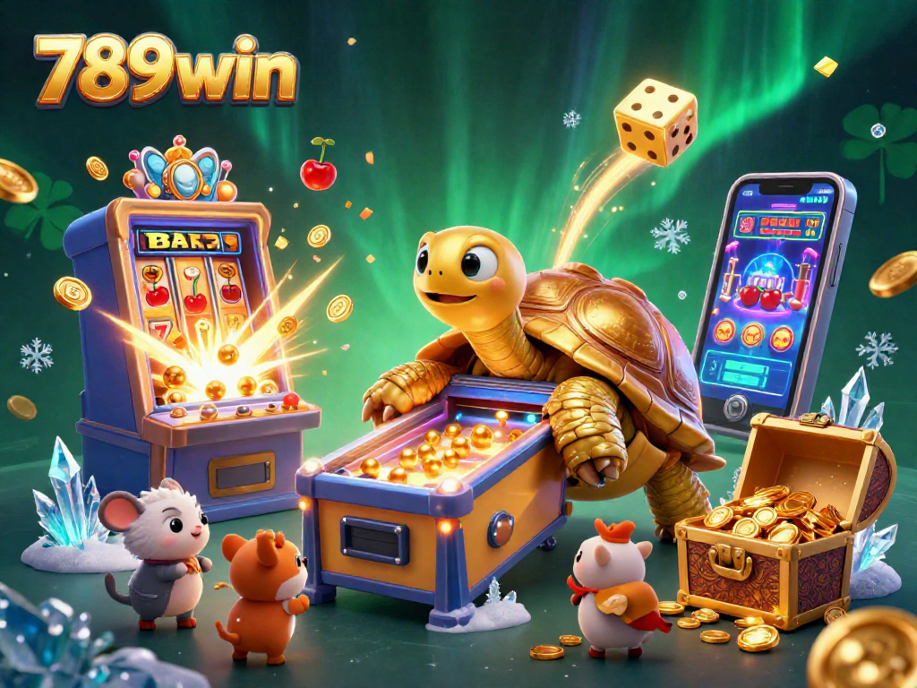Experience excitement at 789win with a lively 3D casino scene featuring games and joyful characters.
