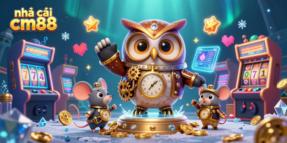 Engage with nhà cái cm88 in a vibrant, casino-themed 3D illustration featuring dynamic characters and gambling elements.