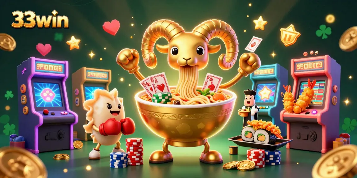 Experience the thrill of 33win with this vibrant and dynamic casino scene featuring unique characters.