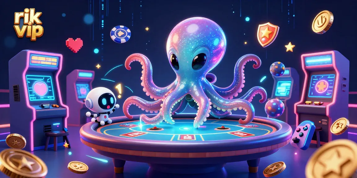 Engage in thrilling poker gameplay at rik vip with an alien octopus in a space suit.