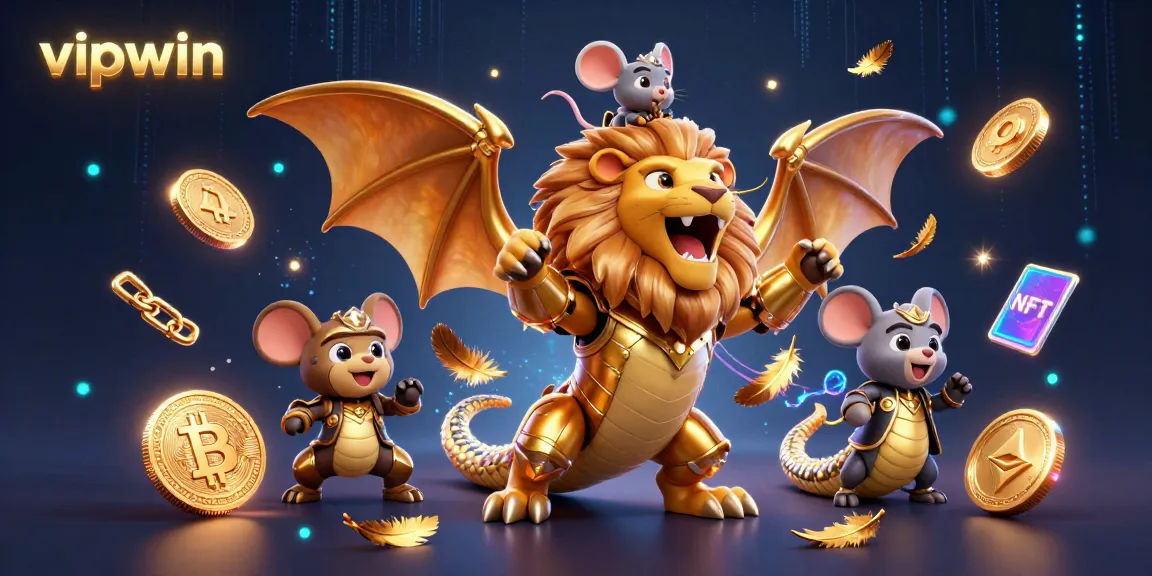 Experience exclusive vipwin casino fun with a roaring chimera, crypto coins, and dynamic gameplay elements.