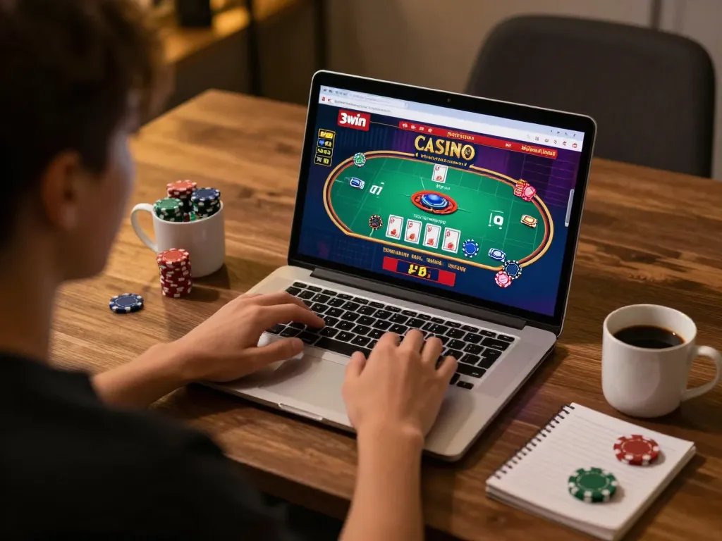 Player engaging with the 3win online casino interface during a gaming session.