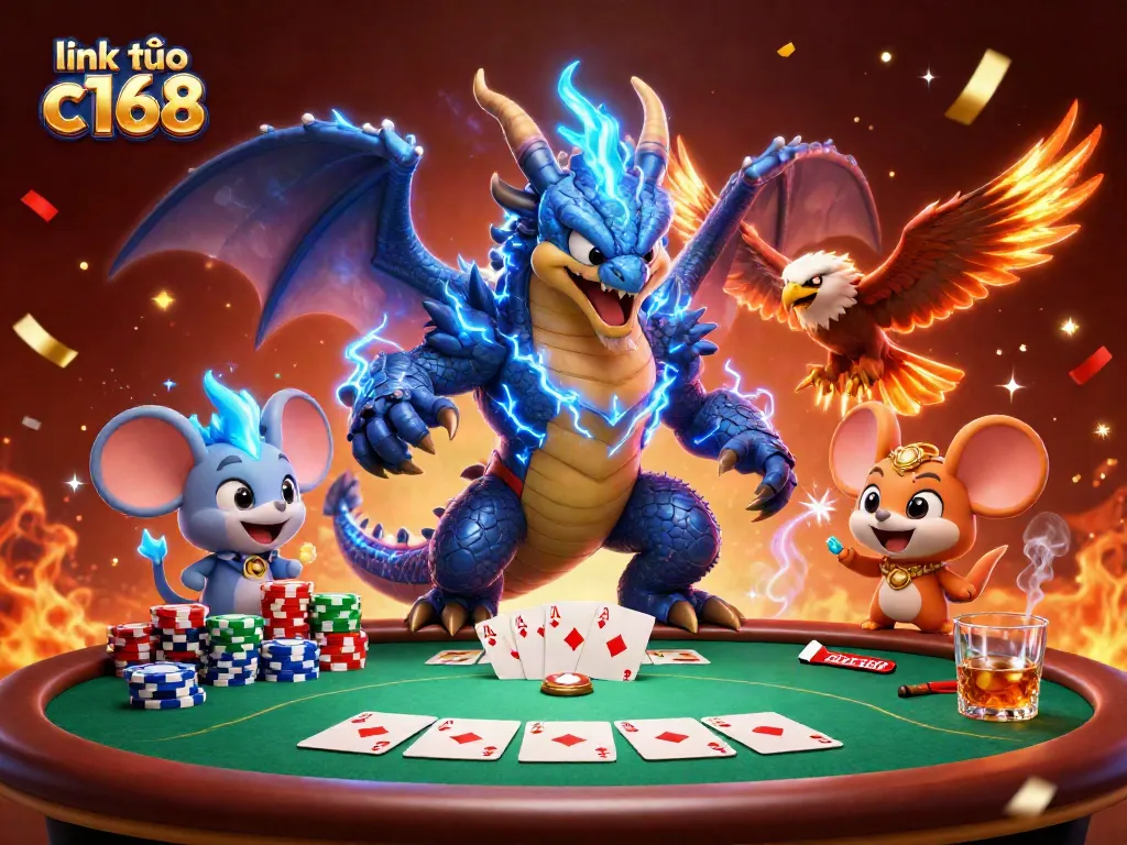 Experience exciting gameplay with link vào c168 at a dynamic poker table filled with colorful chips and cards.