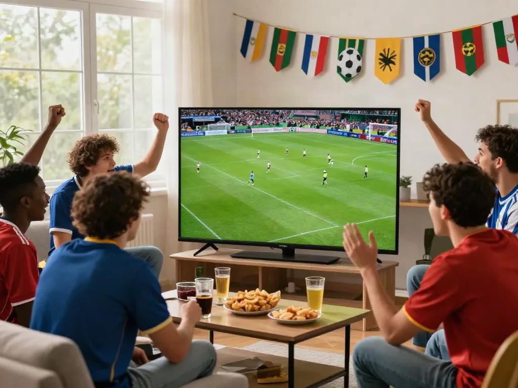gà vàngtv football match viewing with friends in a cozy living room