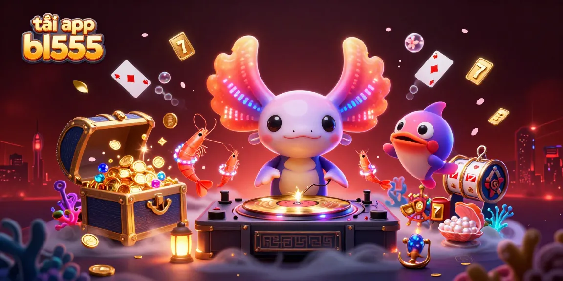 Experience the thrills of tải app bl555 with a vibrant underwater casino scene featuring an axolotl DJ.