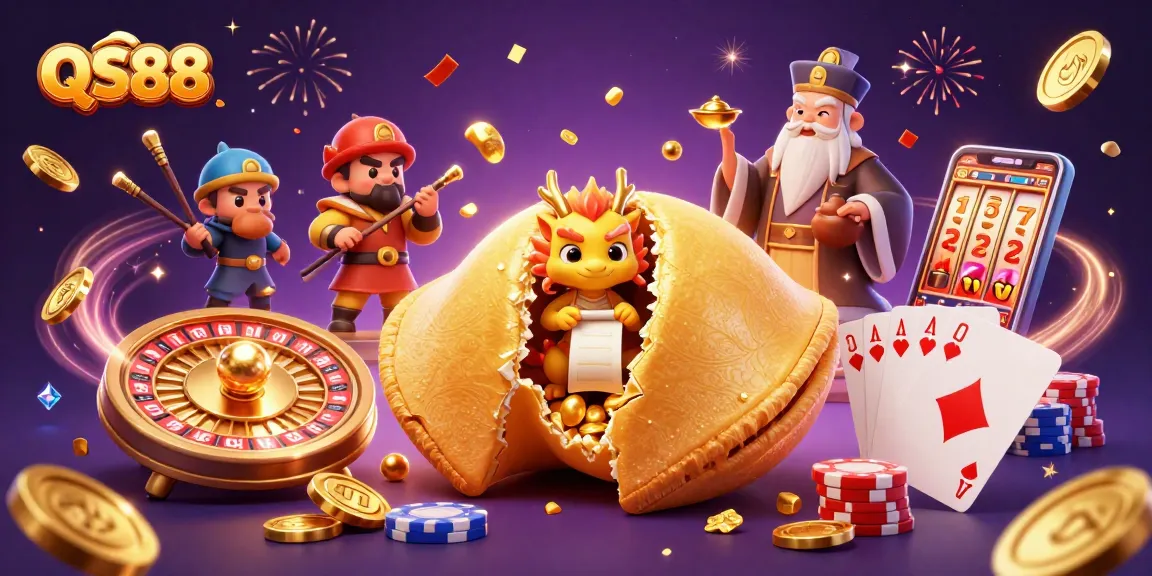 Experience exciting moments with QS88's dynamic gaming scene filled with treasures and vibrant characters.