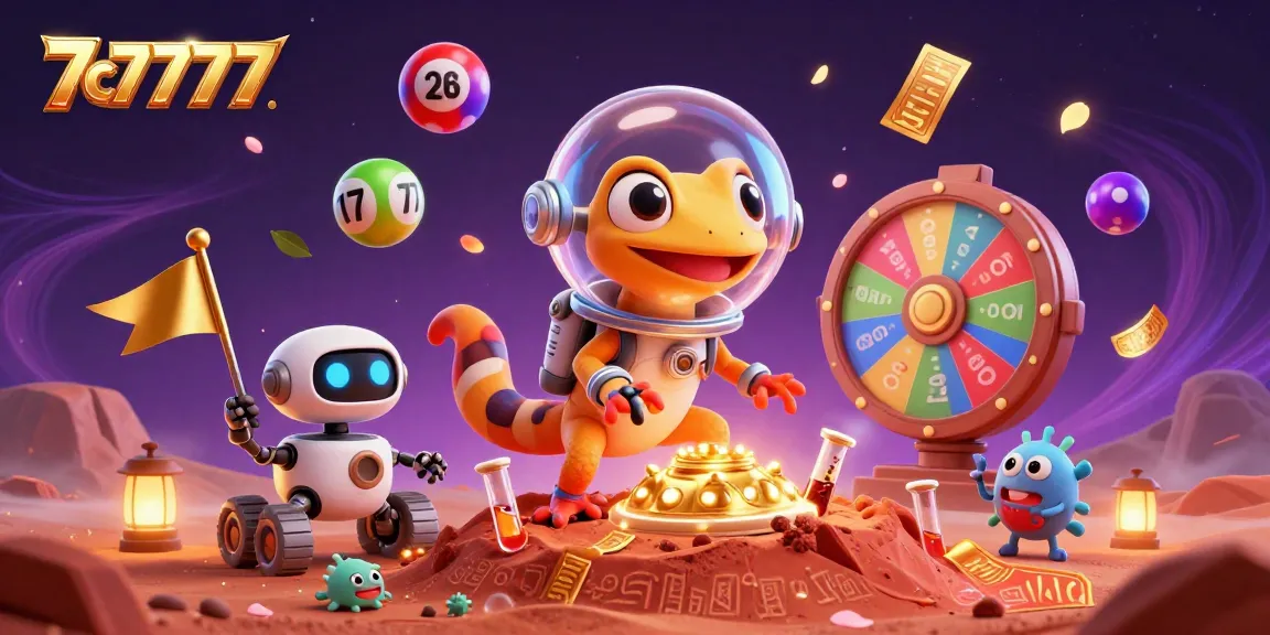 Experience the excitement of 7c7777 with a Martian gecko discovering a golden casino on Mars.