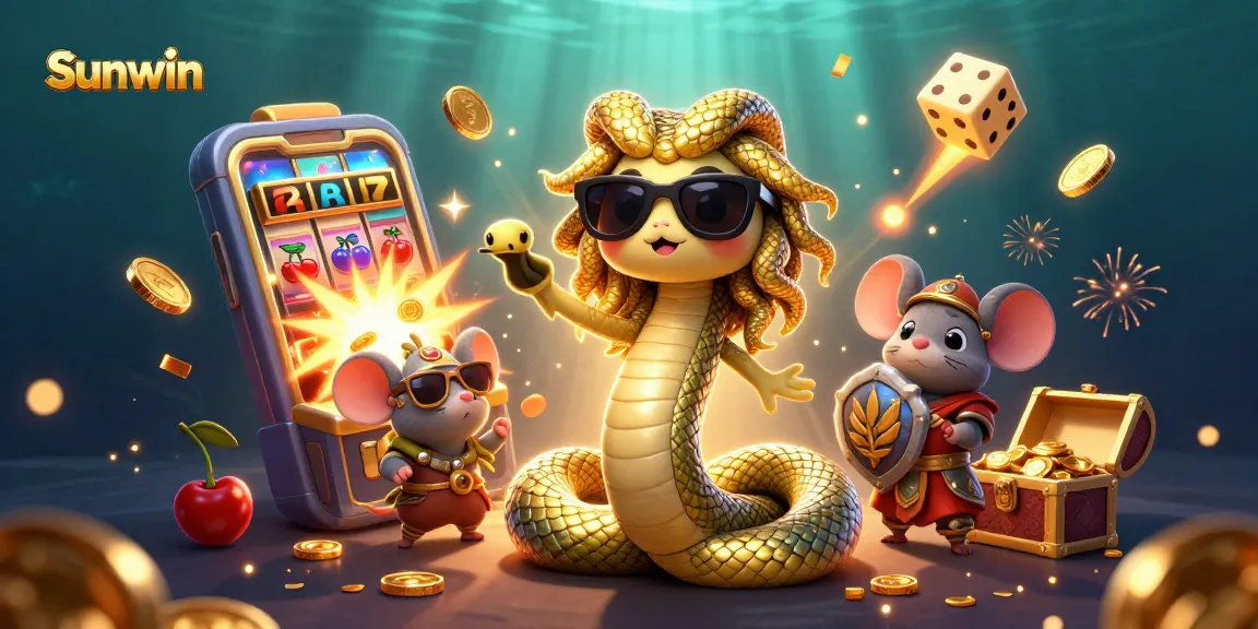 Experience the thrill of Sunwin with a vibrant 3D scene showcasing a cute Medusa, dynamic gameplay elements, and exciting casino features.