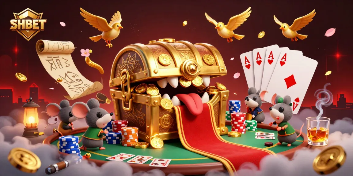 Engage with SHBET's vibrant casino scene filled with poker elements and adventure.