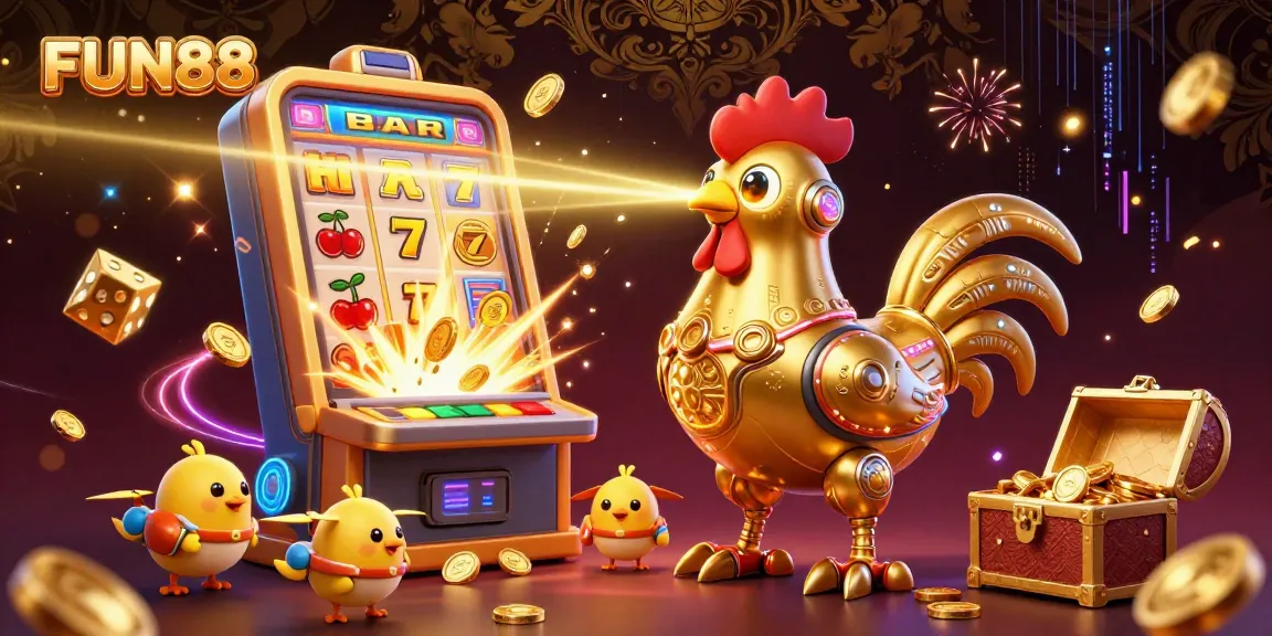 Engage with FUN88 in this vibrant 3D digital casino scene featuring the exciting jackpot experience.