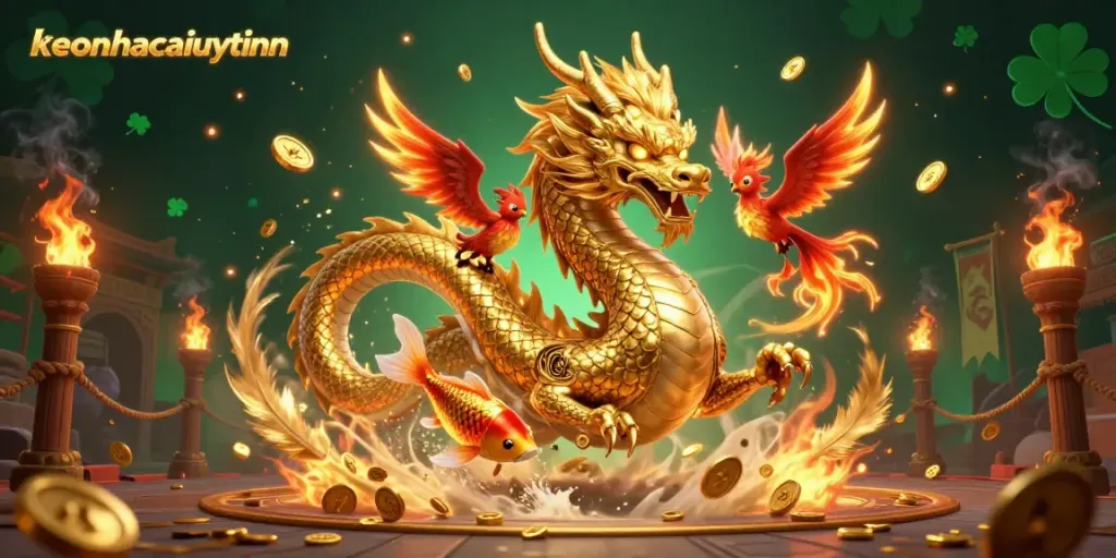 Bettors analyze odds on keonhacaiuytinn, featuring lucky symbols and vibrant characters.