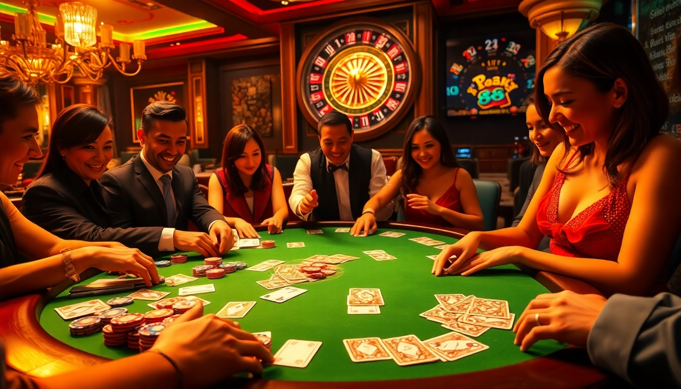 Engaging poker players showcase the thrill of ONE 88 casino experience.