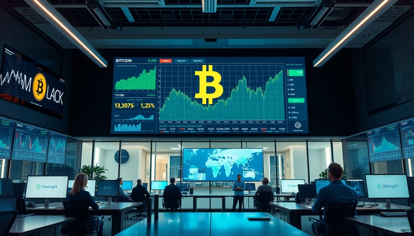 Financial news editorial office focusing on Bitcoin trends and charts, showcasing professionalism and innovation in Finansnyheter.