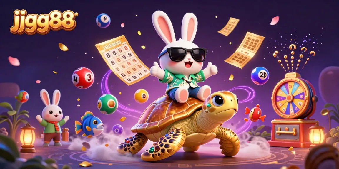 Experience the excitement of jjgg88 with vibrant lottery balls and colorful characters in an energetic casino scene.