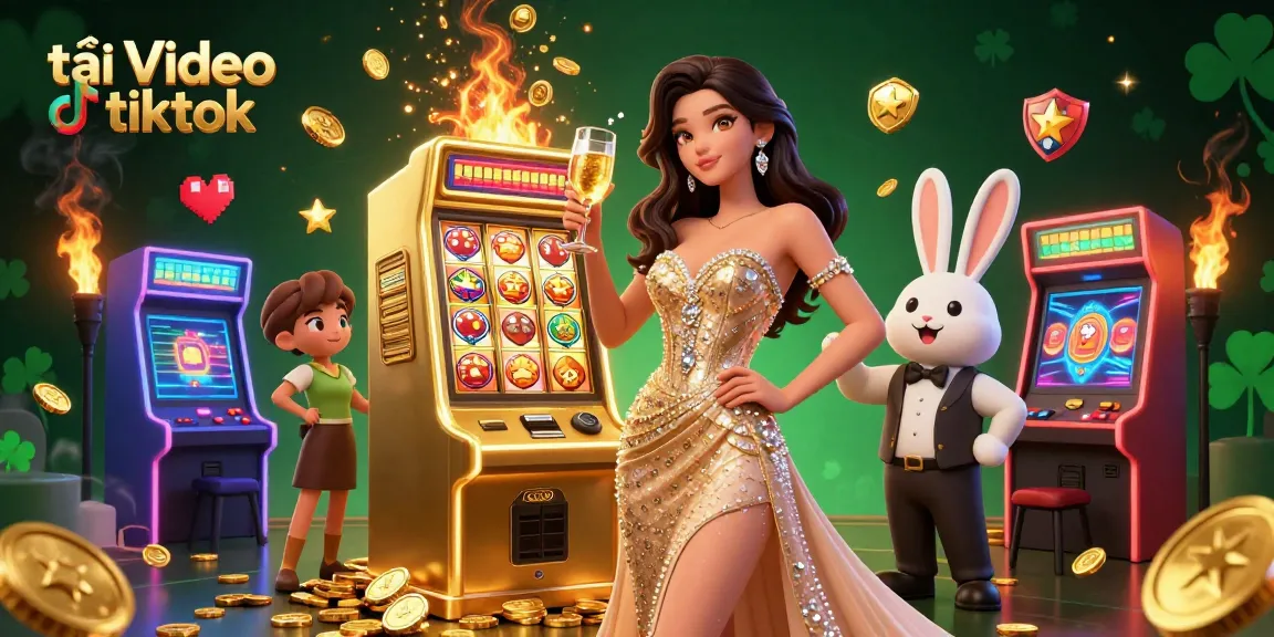 Experience tải video tiktok with a lively casino scene featuring a glamorous woman and animated elements.