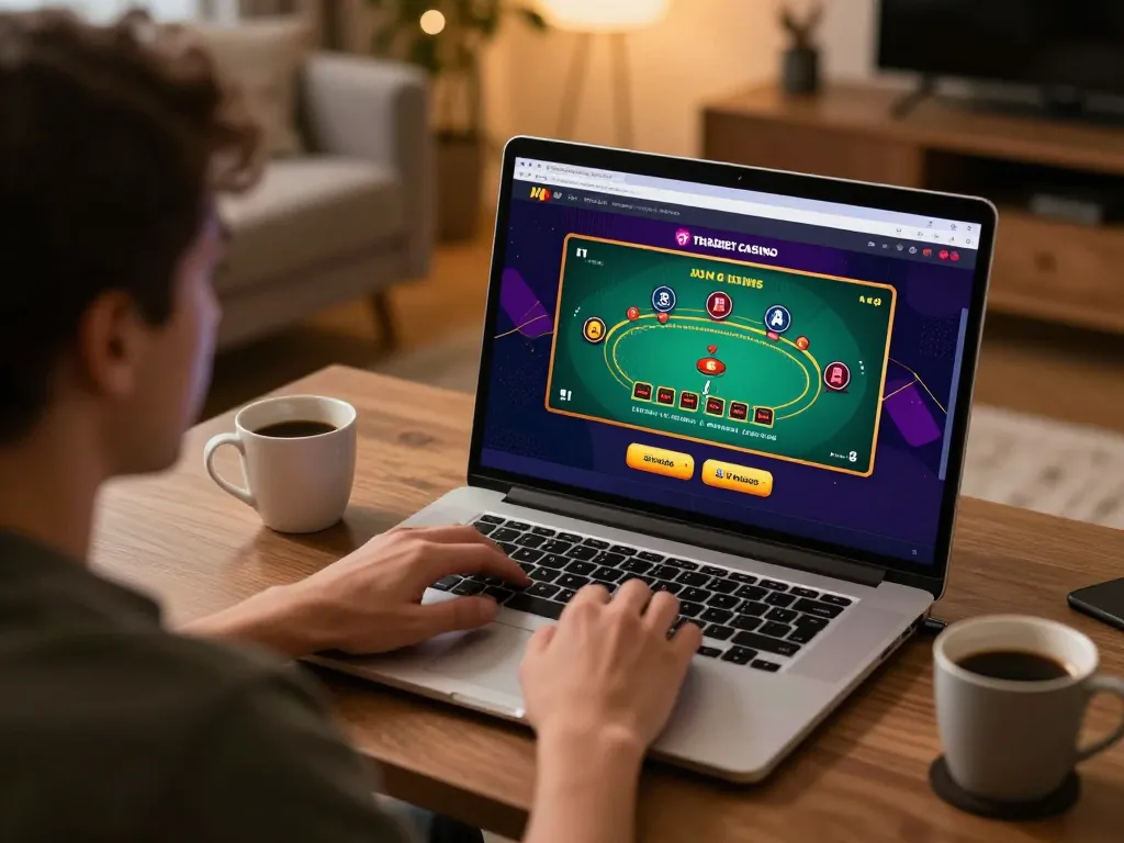 Engaging gameplay on Thabet online casino platform, showcasing player strategy during a blackjack game.