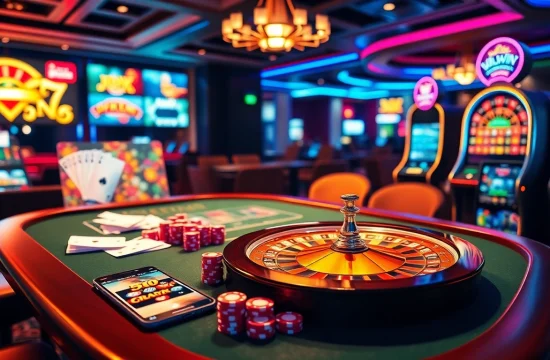Experience thrilling games at https://sunwin.builders/ with vibrant casino visuals highlighting excitement.