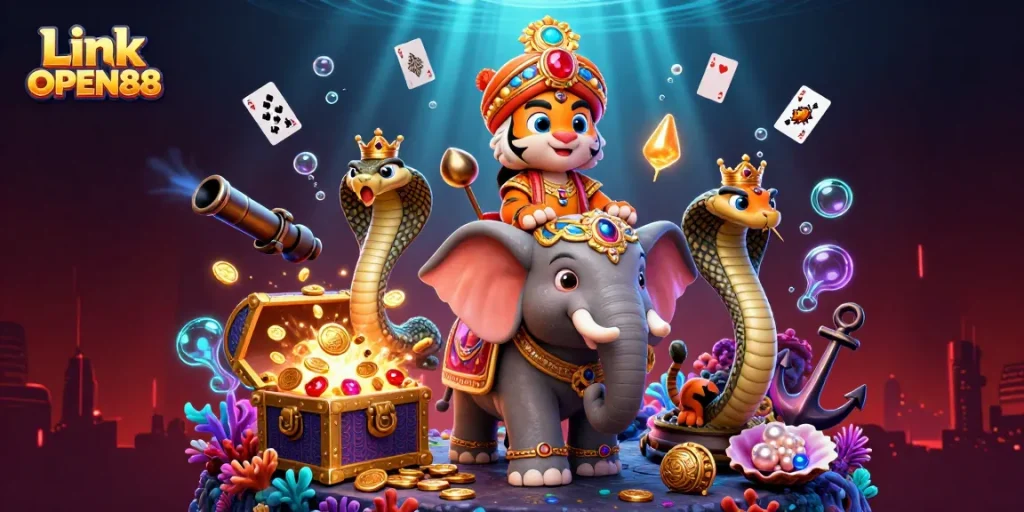 Experience thrilling action at Link OPEN88 with an Indian maharaja tiger and gem-filled treasures.