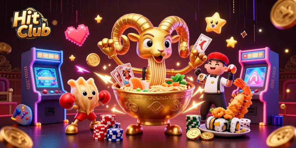 Hit Club - Enjoy thrilling gaming with a vibrant casino scene featuring dynamic characters.
